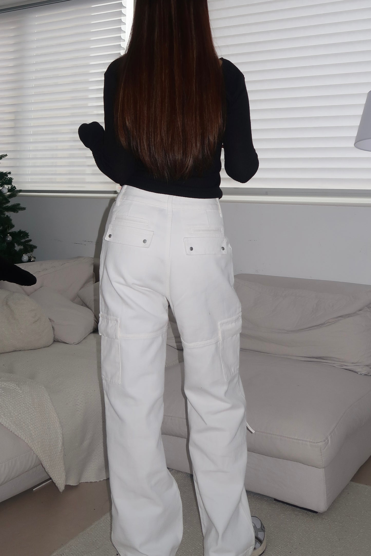 High-waist Straight Cargo Jeans