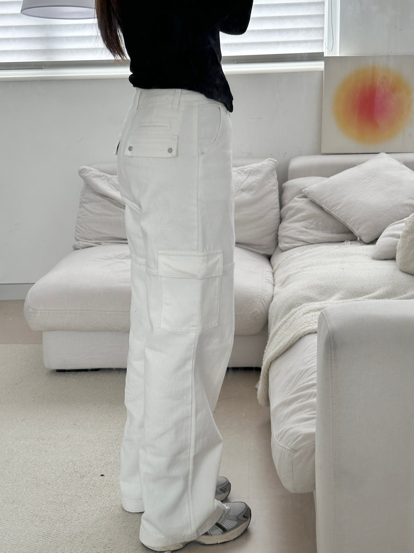 High-waist Straight Cargo Jeans