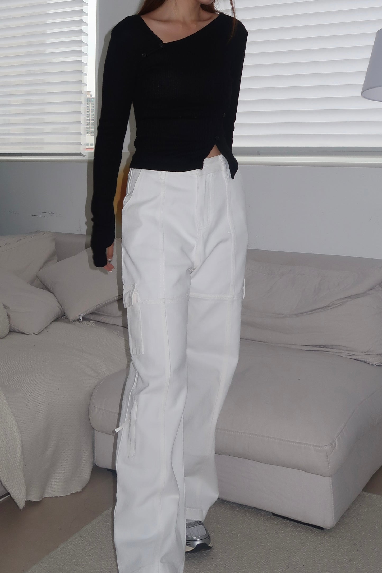 High-waist Straight Cargo Jeans