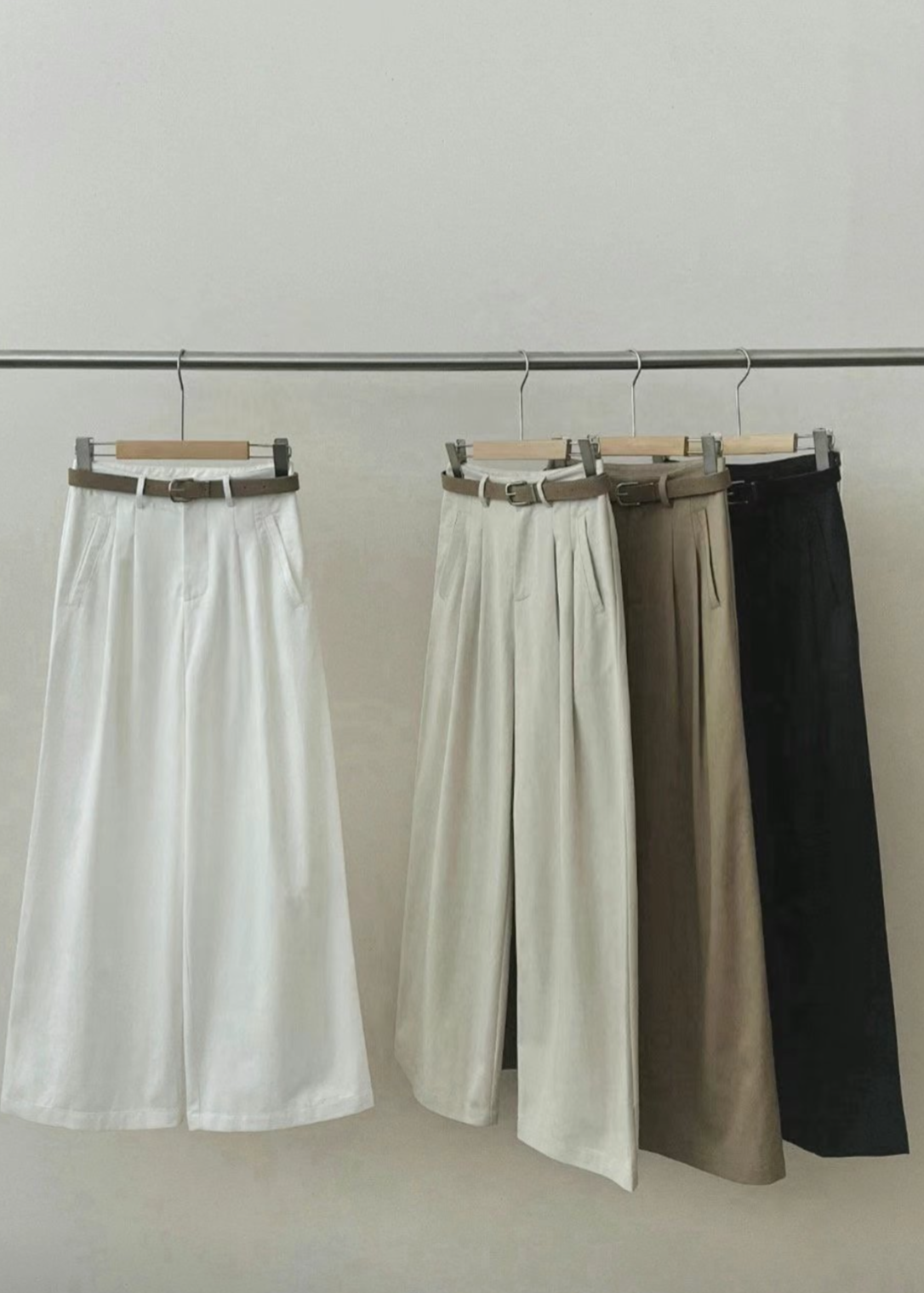 Twill wide pants