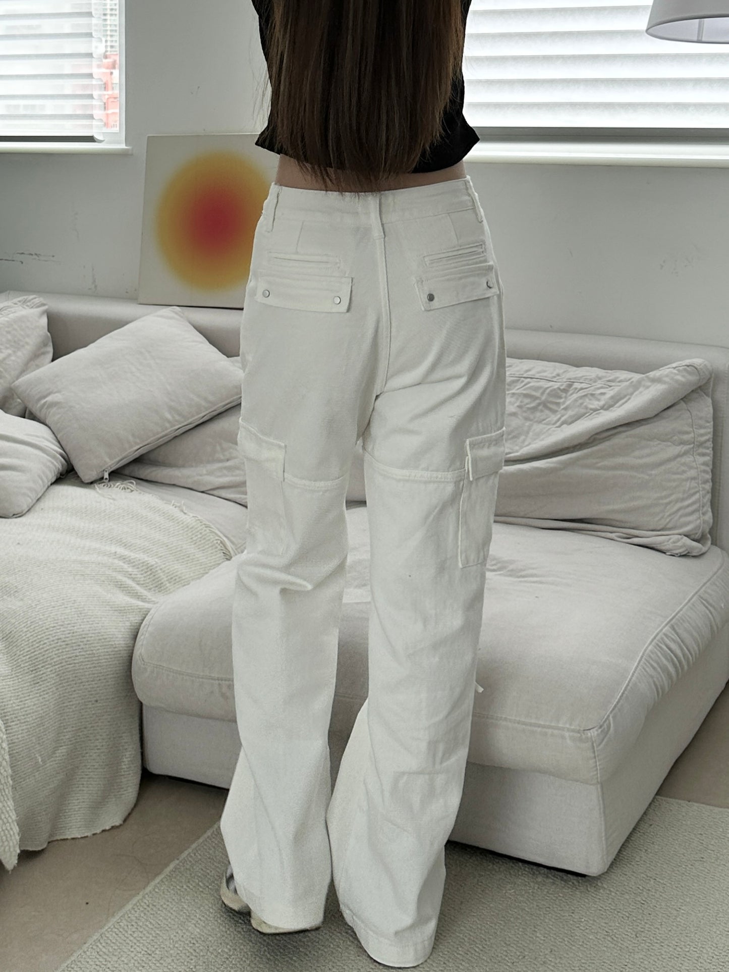 High-waist Straight Cargo Jeans