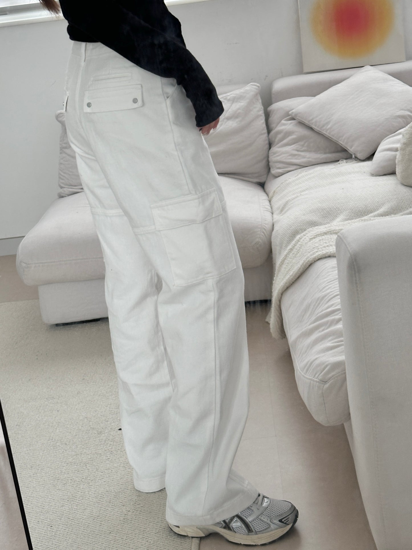 High-waist Straight Cargo Jeans