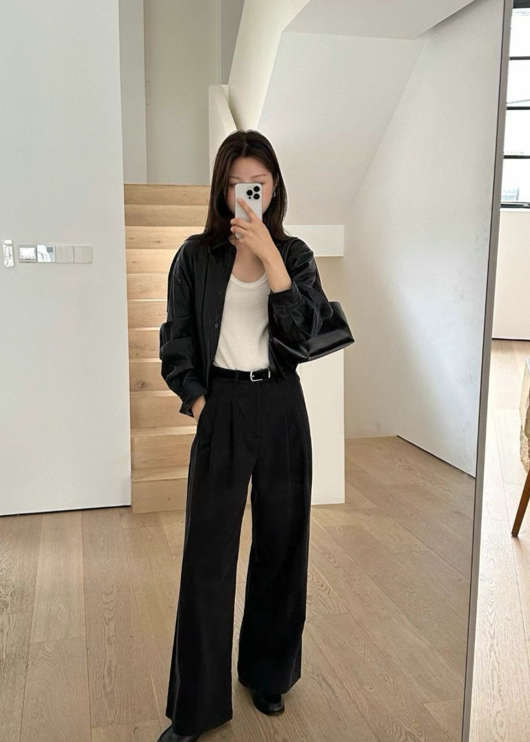 Twill wide pants