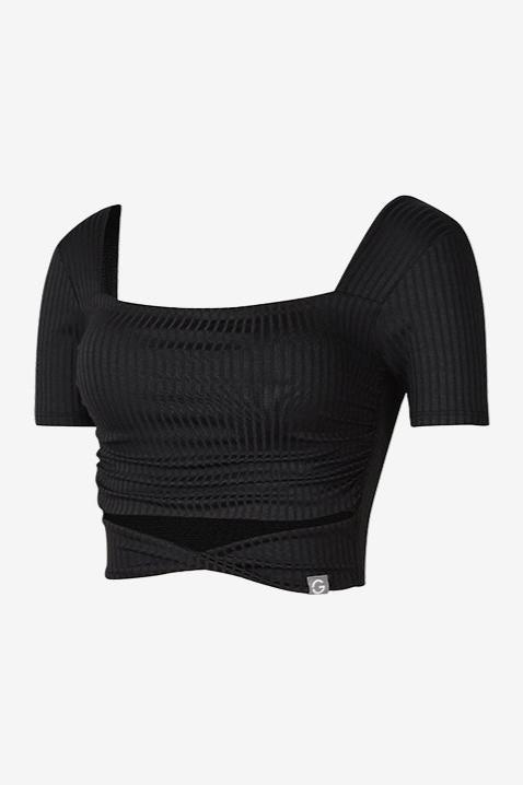 Grandeline El-flex RIB Twist Shirring Crop top